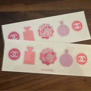 CHANEL Pink and Purple Sticker Collection and Pin